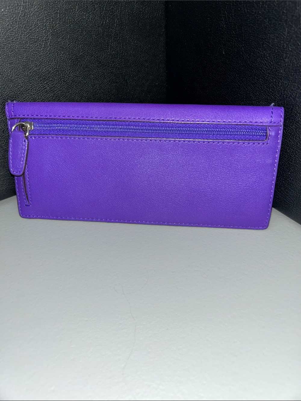 Coach Purple Leather Flap Wallet - Picture 2 of 6